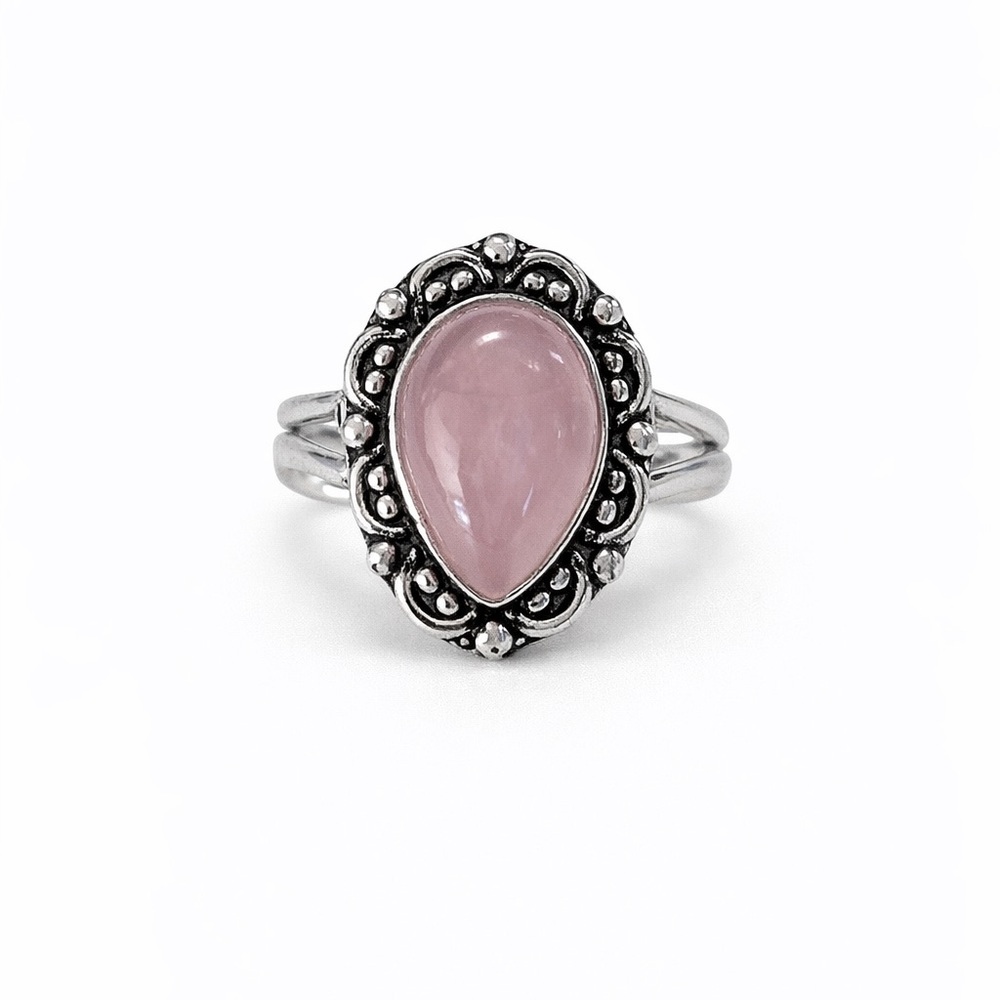 Sterling Teardrop Pink Stone Ring